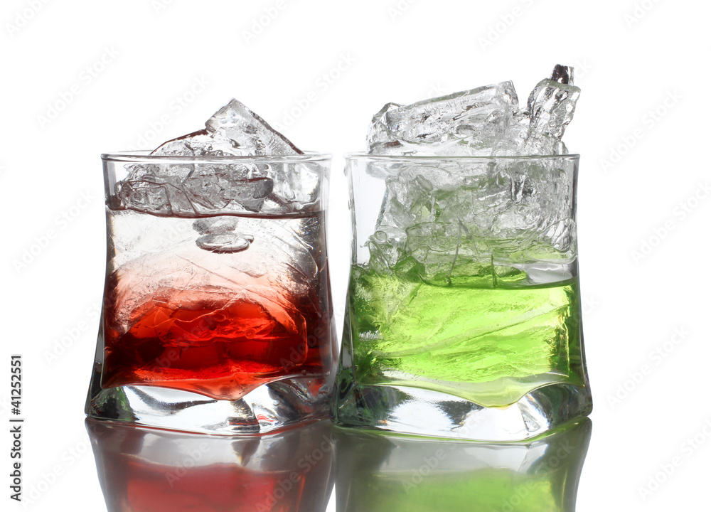 Red and green cocktail cup whit ice Red and green cocktail cup whit ice