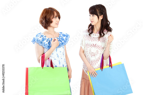 Beautiful shopping women. Portrait of asian women.