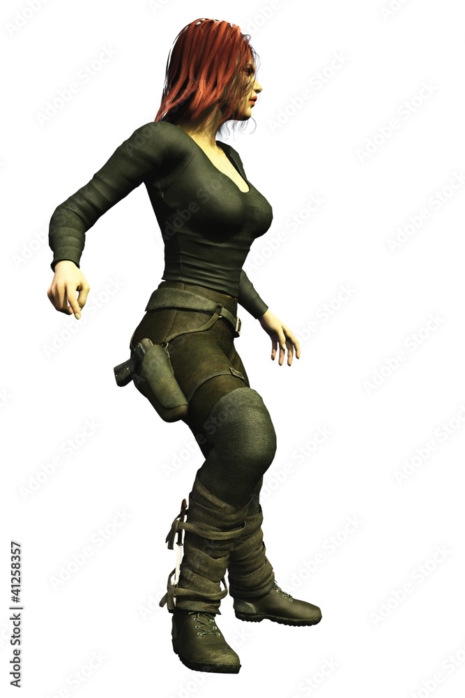 Sexy female spy in dark leather Sexy female spy in dark leather