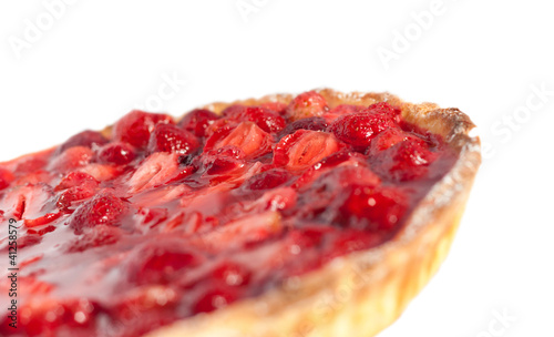 Strawberry pie at an angle