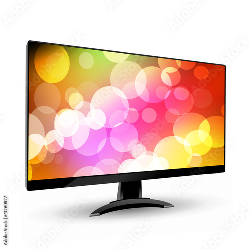 Modern wide screen tv display 3. Isolated on white