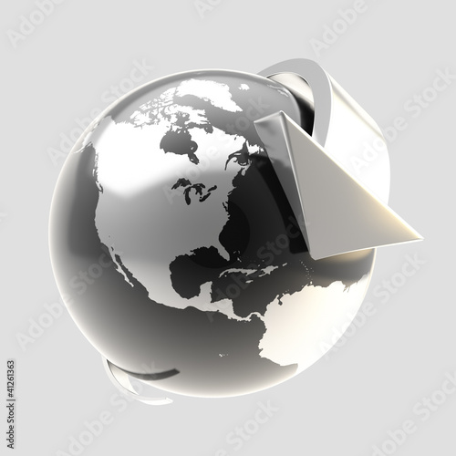 Earth globe symbol with arr...