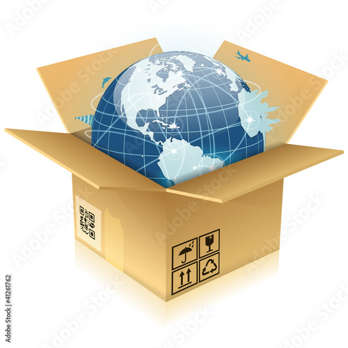 Cardboard Box with Earth
