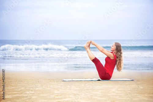 Yoga naukasana boat pose photo