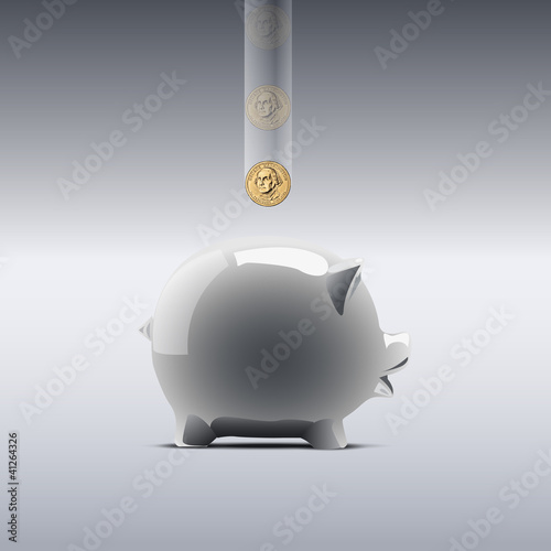 Piggy bank and money, vector illustration