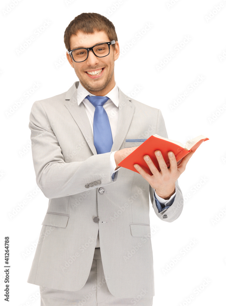 happy man with book happy man with book