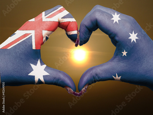 Heart and love gesture by hands colored in australia flag during #41264950