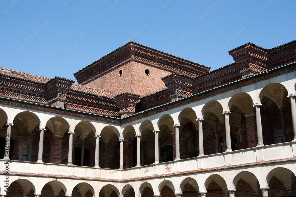 Fototapeta premium Renaissance courtyard of Milan University, Lombardy