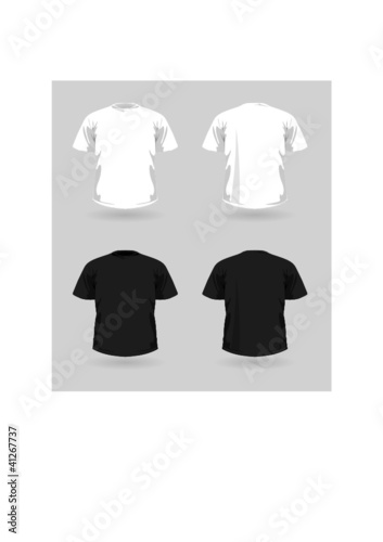 Vector set of white and black t-shirts