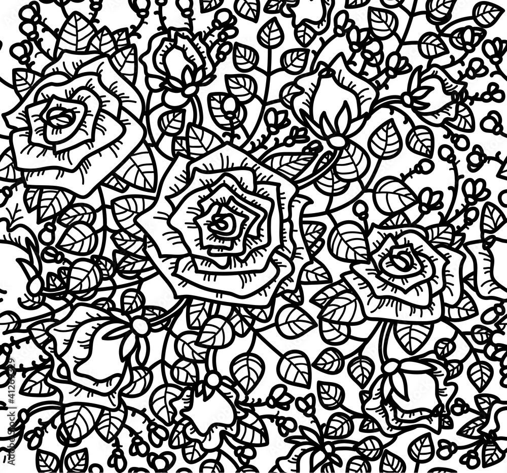 Seamless rose pattern.
