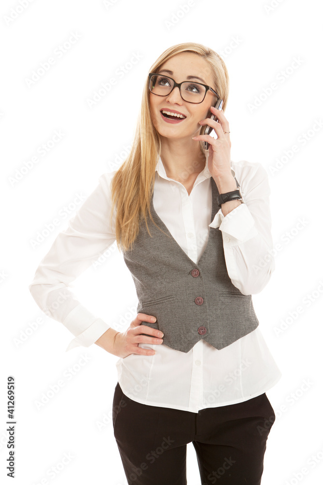 young business woman with mobile phone isolated young business woman with mobile phone isolated
