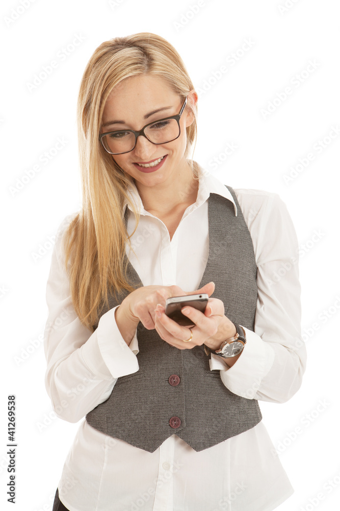 young business woman with mobile phone isolated young business woman with mobile phone isolated