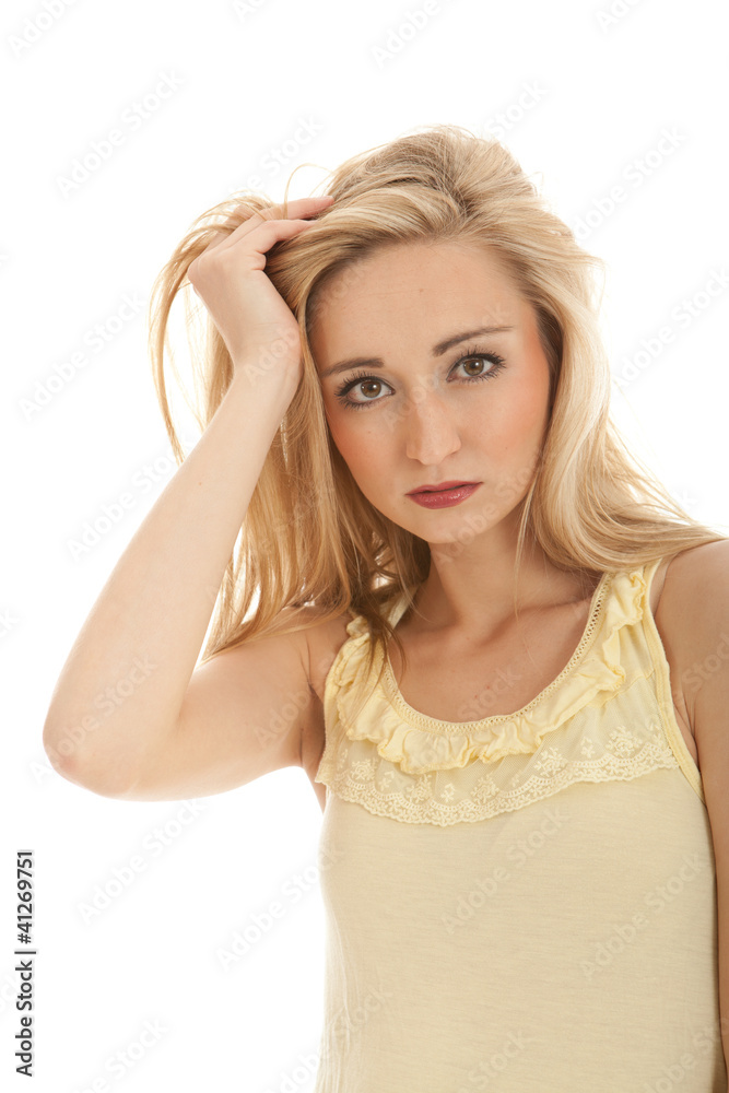 young beautiful blonde woman emotion isolated