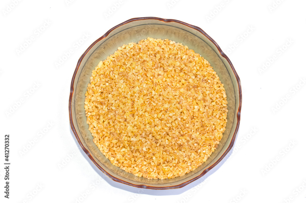bulgur in plate isolated