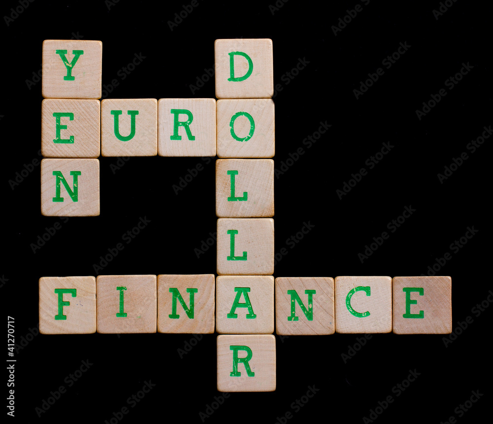 Letters on wooden blocks (euro, dollar, yen, finance) Letters on wooden blocks (euro, dollar, yen, finance)