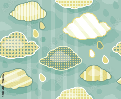 Seamless cute  pattern of sky  with clouds