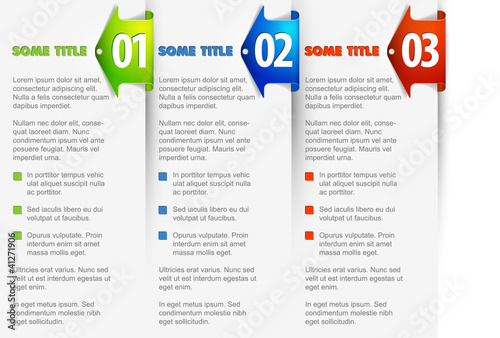 One two three - vector options with arrows background