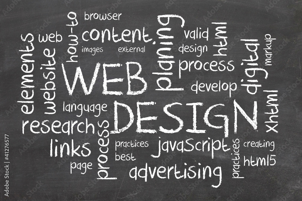 Web Design word cloud on chalkboard Web Design word cloud on chalkboard