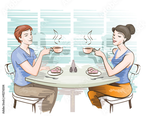 young couple at the cafe