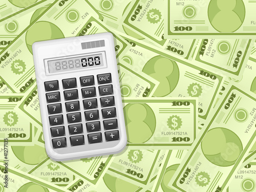 dollar banknotes and calculator