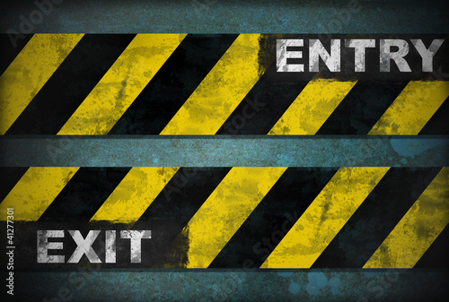Entry exit sign on grunge background