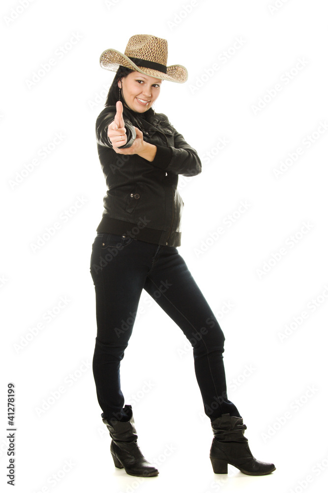 Cowboy woman on a white background. Cowboy woman on a white background.