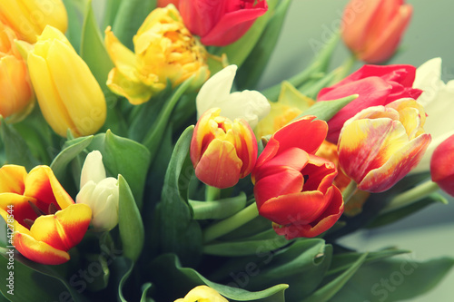 Fototapeta Naklejka Na Ścianę i Meble -  bouquet of the fresh tulips