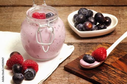 red fruits yogurt photo