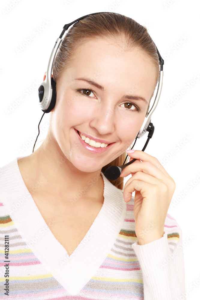 Closeup of a smiling customer service girl Closeup of a smiling customer service girl