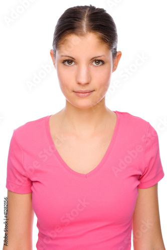 Full isolated portrait of a beautiful and happy woman