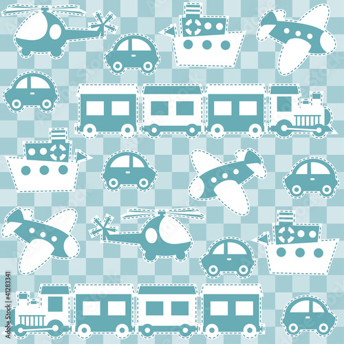 Seamless baby background with toys