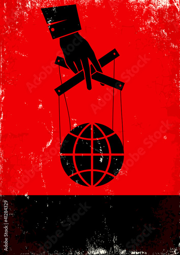 Hand controls the globe