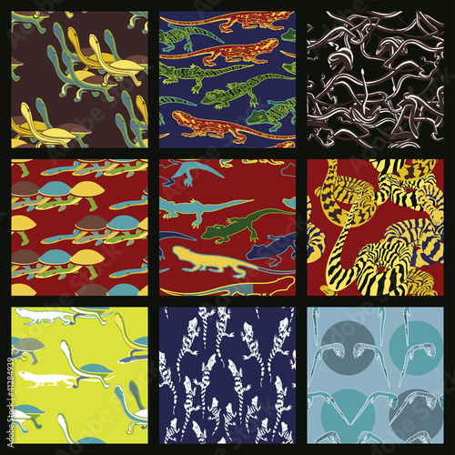 Collection Of Reptile Theme Repeating Patterns