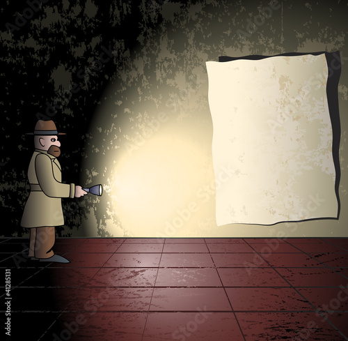 Spy with light in a dark room