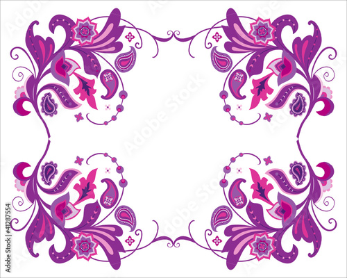 Floral decorative frame, card template with flowers