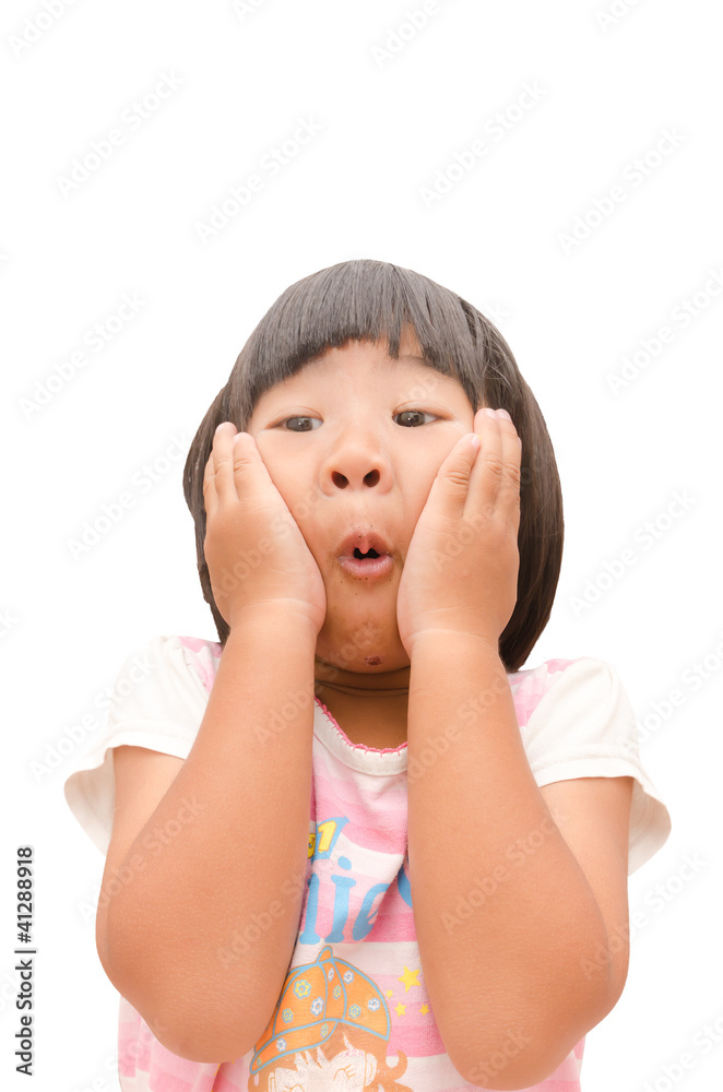 A portrait of a cute Asian young girl who is very excited. A portrait of a cute Asian young girl who is very excited.