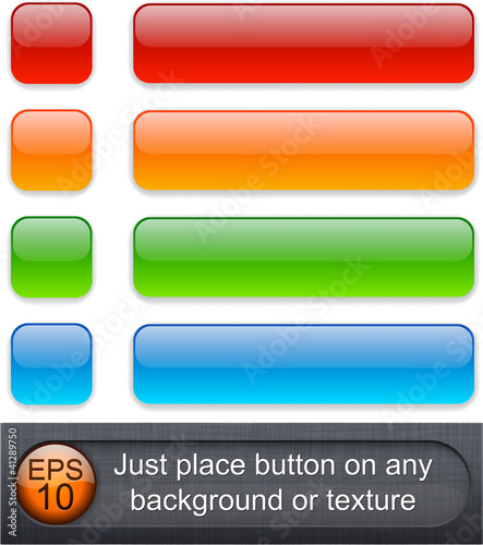 Rectangular glossy buttons.