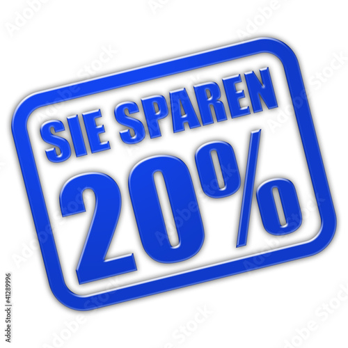 Stempel blau glas SIE SPAREN 20%