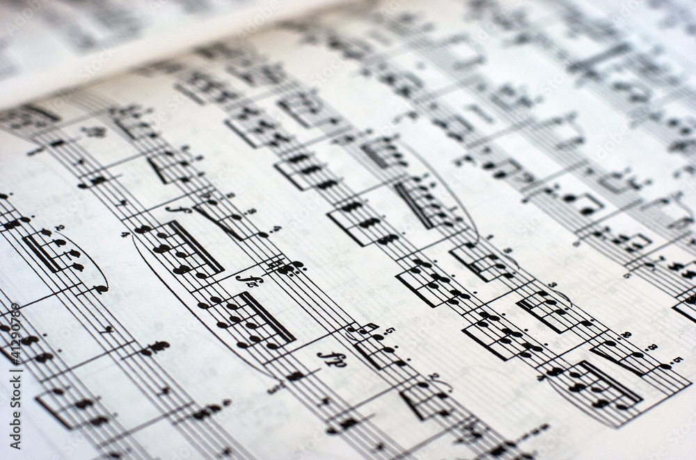Naklejka premium Música, partitura, notas musicales