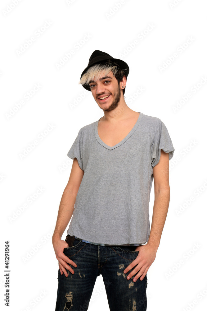 young stylish man wearing hat young stylish man wearing hat