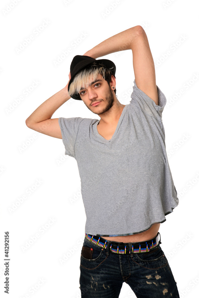 young stylish man wearing hat young stylish man wearing hat