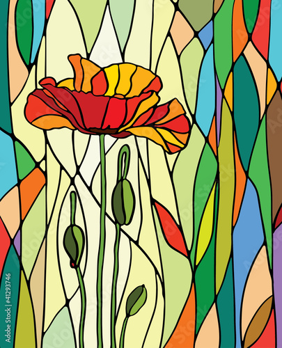 Fototapeta Naklejka Na Ścianę i Meble -  floral stained glass