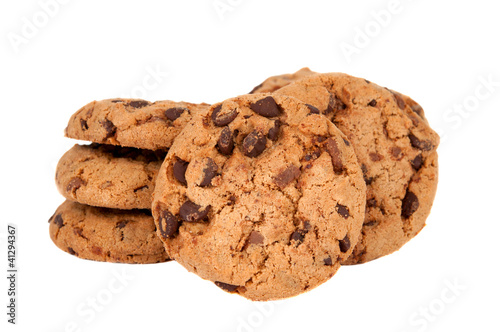 Cookies with chocolate drops isolated