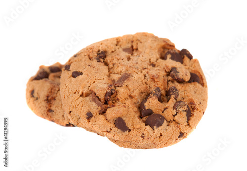 Cookies with chocolate drops isolated