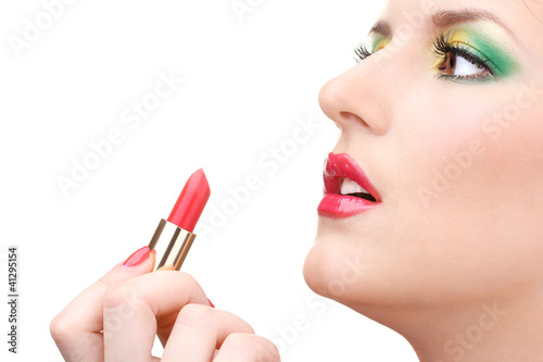 beautiful woman is applying...