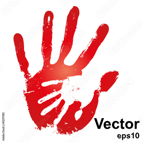 Vector conceptual woman and child hand print