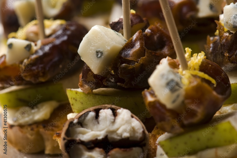Appetizer Plate with Dactyl, Pecan nuts and Cheese Appetizer Plate with Dactyl, Pecan nuts and Cheese