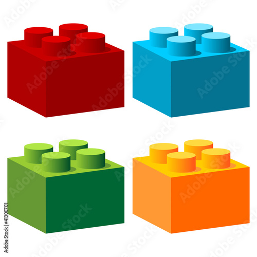 Bricks with different colors isolated over white