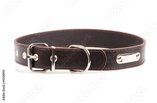 brown leather collar isolated over white background