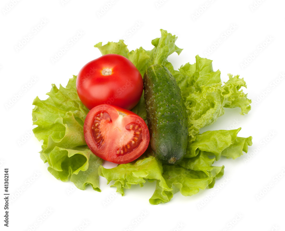 Tomato, cucumber vegetable and lettuce salad